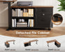 55 Inch L Shaped Electric Standing Desk with Drawers & File Cabinet Sets, Executive Sit Stand Desk, Height Adjustable Computer Desk for Home Office, Writing, Workstation, Walnut+Black