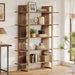 Five Tiered Bookshelf Metal Frame Beige Oakwoodfinish