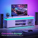 TV Stand with LED Lights & Power Outlet, Modern Entertainment Center for 32/43/50/55/65 Inchs Tvs, Table, Universal Gaming Media Stand Storage Cabinet and Large Storage, White