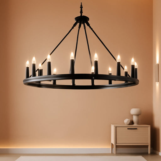 Black Wagon Wheel Chandelier 40 Inch,20-Light Farmhouse Wagon Wheel Chandeliers round Industrial Ceiling Light Fixtures for Porch High Ceilings Living Dining Room Foyer Entryway