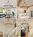 40 Inch Wagon Wheel Chandelier 16-Light Solid Wood Farmhouse Chandelier
