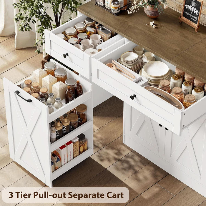59"W Kitchen Buffet Cabinet with Storage, Coffee Bar Cabinet, White