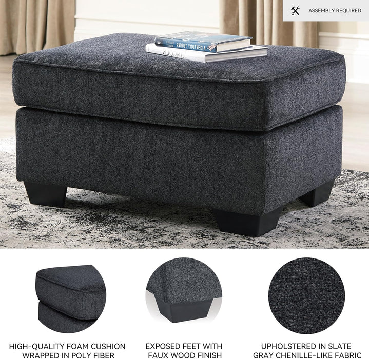 Altari Modern Rectangular Accent Ottoman, Dark Gray