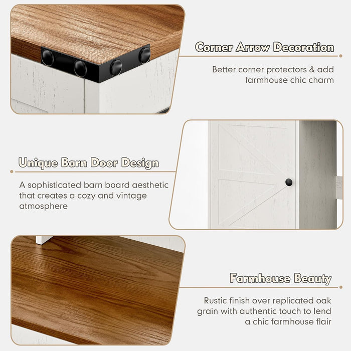 Brown Farmhouse Vanity Desk With Illuminated Mirror