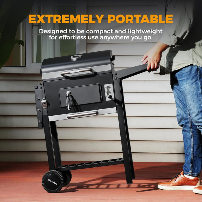 Charcoal Grills with Two Foldable Side Tables, 353 Sq.In Cooking Area Outdoor Smoke Barbecue Bbq Grill for Camping, Backyard Party, Patio, Picnic, Garden, Black,18"D X 43"W X 37"H