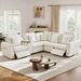 Oversized Modular Sectional Sofa with 2 Power Reclining, Electric Recliner Couch with Storage Console and Adjustable Headrest, Faux Leather 5 Seat Corner Sofa for Living Room-Cream White