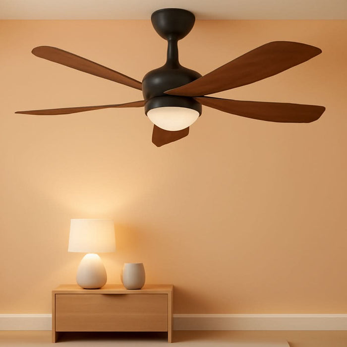 52 Inch Smart Ceiling Fan with Light, Modern Ceiling Fan with Dimmable Memory LED, Compatible with Alexa/Google/App, 6 Speeds 5000CFM, Timer Quiet Reversible DC Motor, ABS, FCC/ETL, Brown