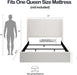 Queen Size Upholstered Wingback Bed with 54" Tall Headboard, Modern Minimalist Design Platform Bed, Textured Canvas Chenille, Easy Assembly, Sturdy Frame, Box Spring Required, Ivory