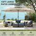 15Ft Double Sided Patio Umbrella with Solar Lights, Outdoor Large Umbrellas with Crank Handle and 48 LED Lights, Rectangular Market Umbrella with Base Included for Deck Pool Shade