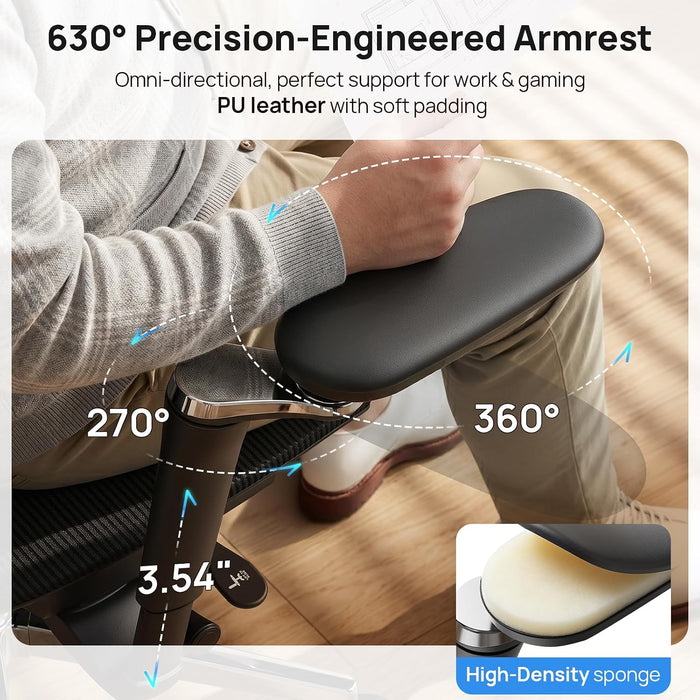 Ergonomic Mesh Office Chair - 10 Hours Comfort Dual Lumbar Support, 330Lbs