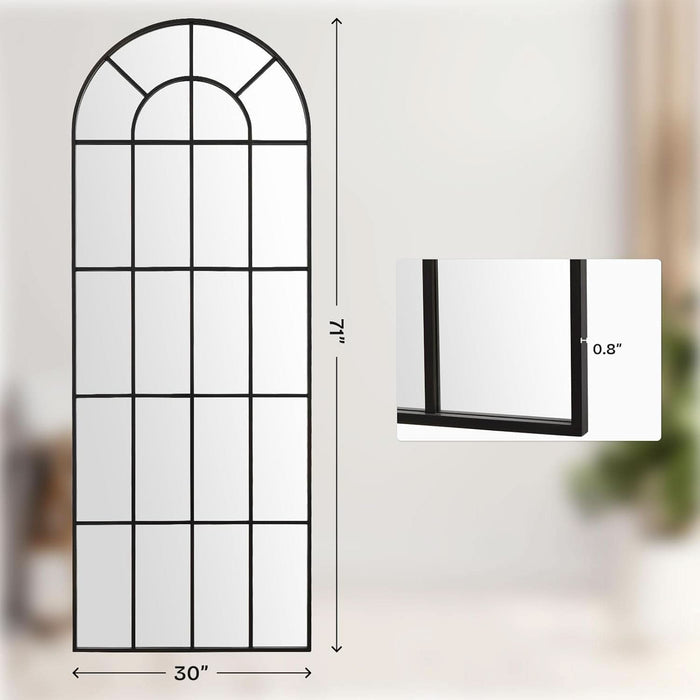 ElegantArched Windowpane 71x30 Full Length Mirror Black