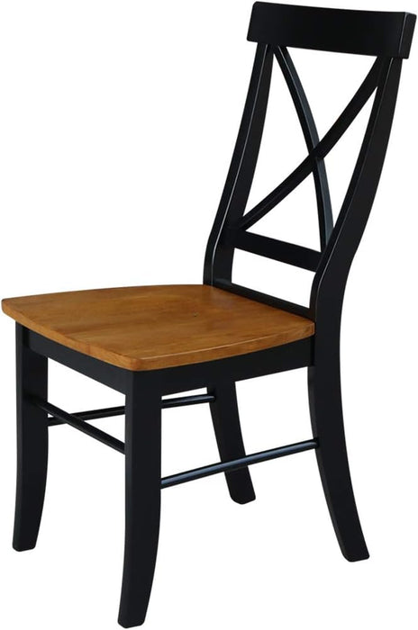 International Concepts X- Back Chair with Solid Wood Seat, Black/Cherry