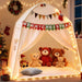 Large Kids Play Tent Indoor with Padded Mat Lights - 59X39X59In Teepee Playhouse with Flags Storage Bag - Cozy Reading Nook Nap Bed Tent - Birthday Gift for Toddlers Boys Girls