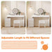 White Wood Makeup Vanity Sets Wood Dressing Desk with 5-Drawers, See-Through Glass Top Table, LED Light Mirror and Stool