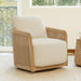 Cream Braid Swivel Contemporary Armchair Metal Frame