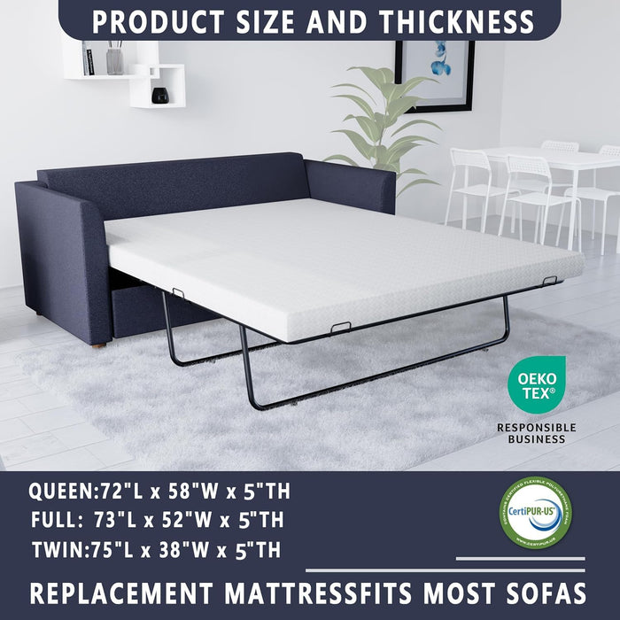 5Inch Memory Foam Queen Sleeper Mattress CertipurUS