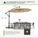 10Ft Solar LED Offset Patio Umbrella, Outdoor Cantilever Patio Umbrellas with Solar Lights for Backyard, Poolside and Garden, Easy Tilt Adjustment, 32 LED Lights & Polyester Shade, Tan