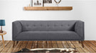 Dark Grey Linen Sofa: Walnut Wood Legs, Modern Style