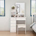 5-Drawers Wood Dresser Makeup Vanity Sets in White with Stool, Mirror (55.1 In. H X 31.5 In. W X 15.7 In. D)