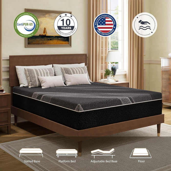 Queen Size Gel Memory Foam Mattress Thermoregulating