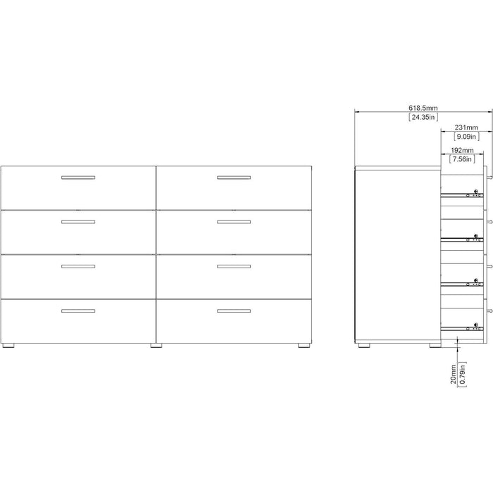 Black 8-Drawer Dresser for Bedroom