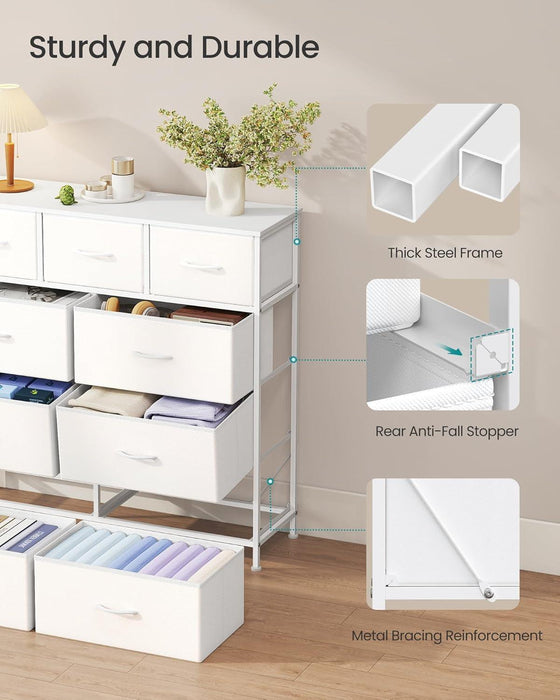 Cloud White Industrial Steel Dresser Featuring Drawers