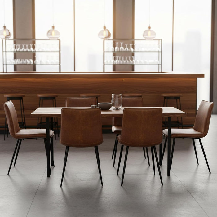 PU Leather Dining Chairs Upholstered Chairs Set of 4 Side Chair Yellowish-Brown