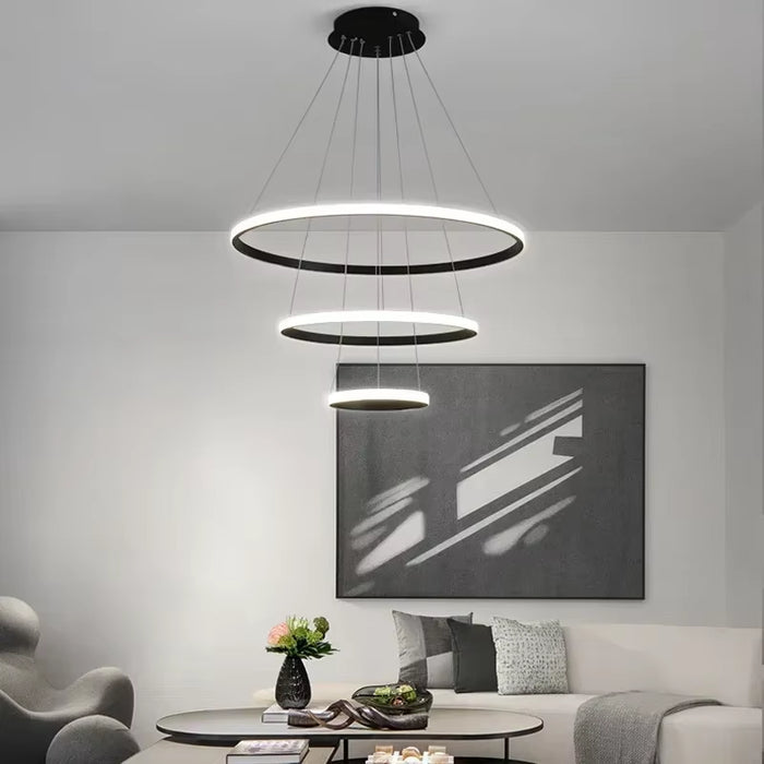 Nordic LED Circular Ceiling Pendant Light Ring Decoration Attic Living Room Dining Room Pendant Light Kitchen Indoor Lighting