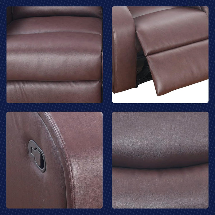 Grayson 3 Piece Living Room Recliner Set Include Love Seat, Sofa and Chair, Brown