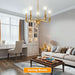 Gold Chandeliers for Dining Room, 25.5 Inch Vintage Gold Chandelier Light Fixture over Table, Farmhouse Candle Chandeliers, 5-Light Brass Chandeliers for Kitchen, Bedroom, Living Room (E12 Base)