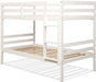 Twin over Twin Bunk Beds, Wood Convertible Two Beds, Solid Rubberwood Bunk Bed with 1 Pcs Built-In Ladder and Safety Rails, No Box Spring Needed, Space Saving Bed Frame for Bedroom (White)