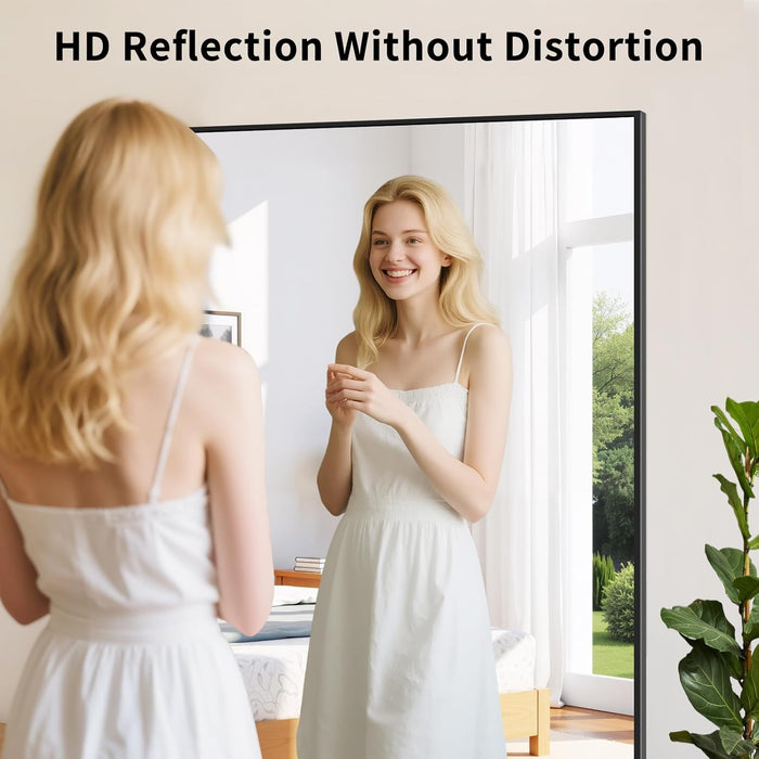 Black Framed Bathroom Mirror - Shatterproof 30"X50" Tempered Glass, HD No Distortion, Horizontal/Vertical Mount, Modern Matte Aluminum Alloy Frame