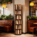 Six Tier Rotating Rubberwood Bookshelf Walnut Finish