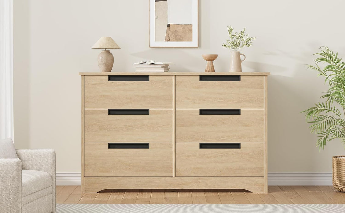 , Modern Closet Dresser Organizer with Embedded Handles Design, Wooden Chest of Drawers for Living Room, Nursery, Hallway - Natural