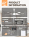 62 Inch Smart White Ceiling Fan with Light and Compatible with Alexa,6 Speed,3Cct,Quiet DC Motor Indoor Oudoor Ceiling Fan for Living Room or Patio