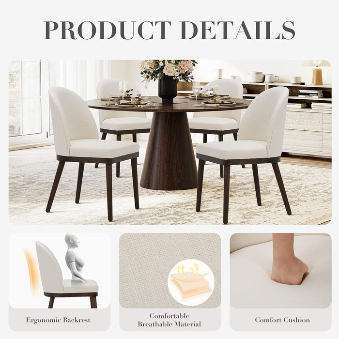 Upholstered Dining Chairs Set of 4, Wooden Kitchen Chairs with Open Back, Modern Dining Room Chairs with Wood Frame, Dinner Side Chairs for Dining Room Kitchen Restaurant, Beige