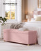 Storage Ottoman Bench, Folding Storage Chest, 15 X 43.3 X 15.7 Inches, Foot Rest Stool, 30 Gal. (112 L), Velvet Surface, for Bedroom, Entryway, Living Room, Jelly Pink ULSF0518R02