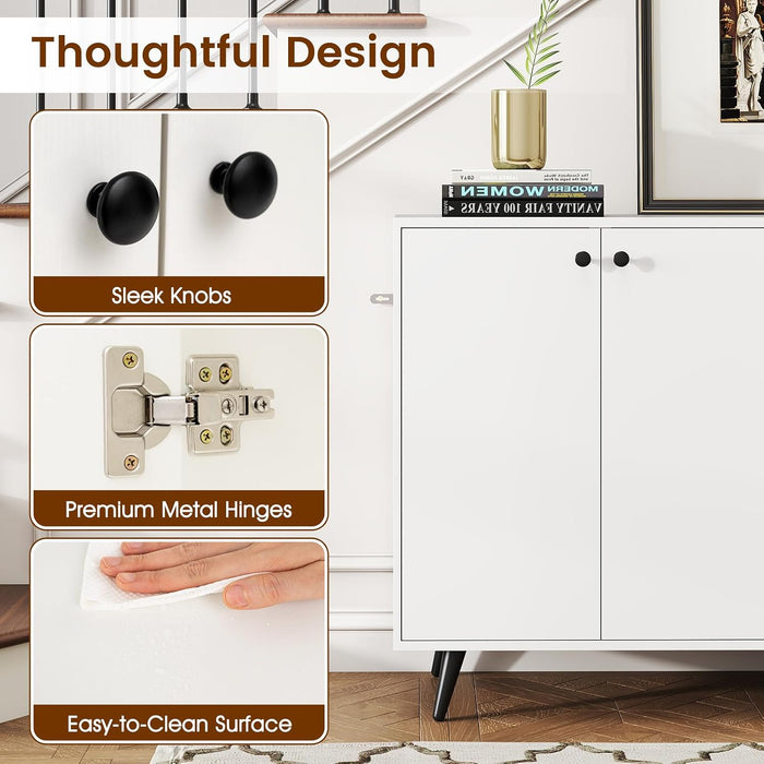 Sideboard Buffet Cabinet, 50’’ Accent Kitchen Storage Cabinet with 4-Door & 5-Position Adjustable Shelves, Modern White Sideboard with 5 Support Legs, Buffet Table for Coffee Bar, Living Room