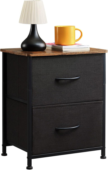 Black Nightstand with 2 Drawers