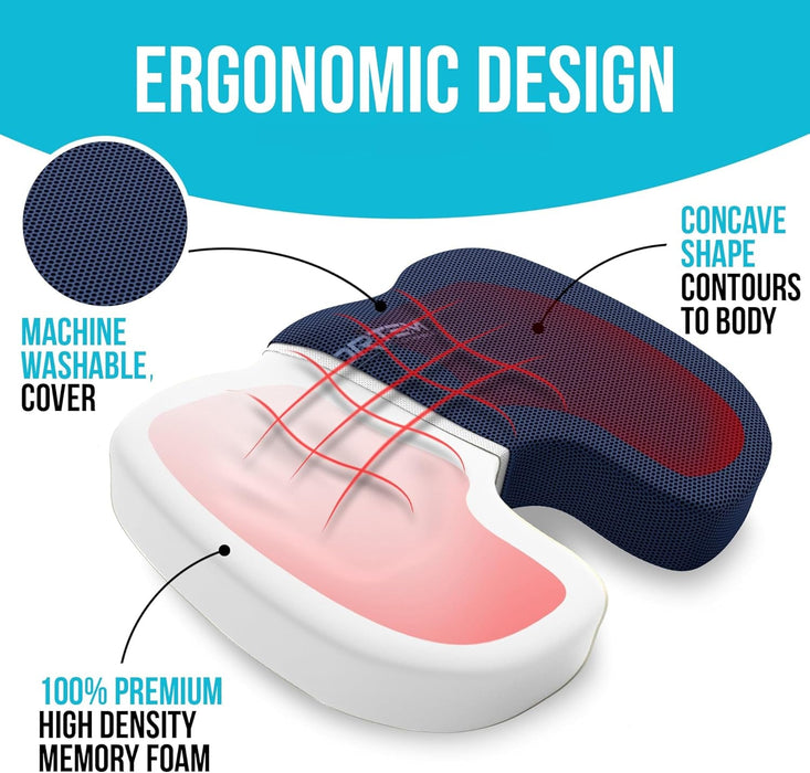 Seat Cushion and Lumbar Support for Office Chair, Desk Chair Cushion, Memory Foam Office Chair Cushion, Non Slip Sitting and Back Pillow for Gaming, Car Seat Cushion, Chair Pad, XL