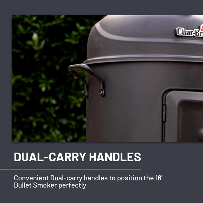Char-Broil Bullet Charcoal Smoker 16" - 18202075,Black
