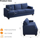 89 Inch NavyBlue DeepSeats Oversized Sofa LivingRoom