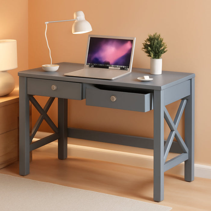 Home Office Desk Writing Computer Table Modern Design Desk with Drawers (Grey)