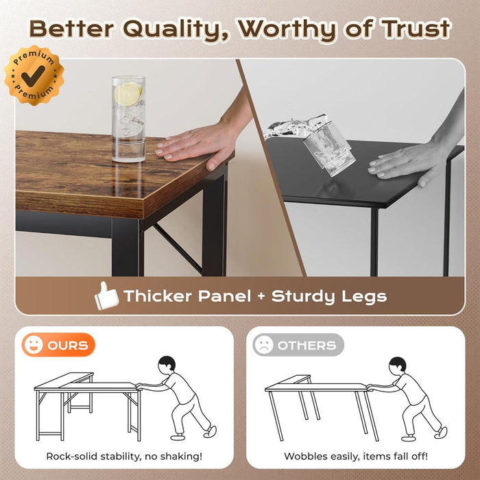 63 Inch L Shaped Desk with Power Outlets and USB-C Port, 0.95 Inch Thicker Desktop, Reversible Computer Desk, Larger Office Corner Gaming Desk, Metal Frame, for Home Office, Study, Rustic Brown