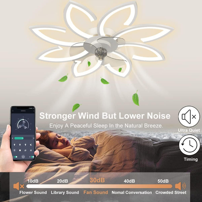 Dimmable Contemporary White Bladeless Ceiling Fan Lights