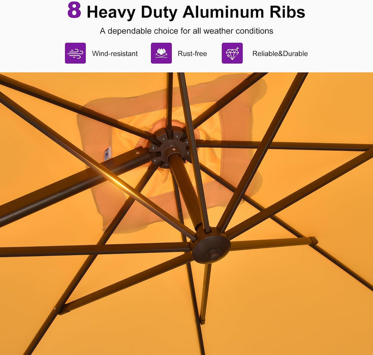 Outdoor Patio Umbrella 9' X 9' All-Aluminum Bronze, Yellow