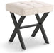 Ottoman Foot Stool Vanity Stool, Square Linen X-Leg Foot Rest Ottoman Makeup Stool, Small Stool Chair for Vanity, Modern Padded Vanity Seat for Makeup Room, Living Room, Bathroom, Linen Color