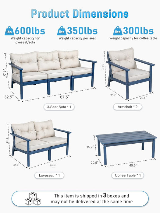 7 Seats HDPE Patio Conversation Sets, Outdoor Patio Furniture Set
