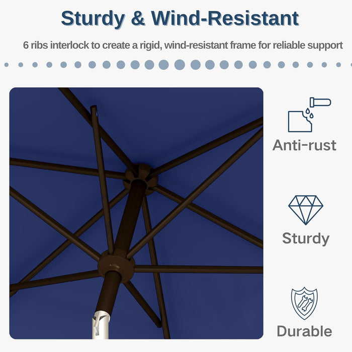 6.5'X10' Rectangular Patio Outdoor Umbrella,Large Coverage with Push-Button Tilt & UV Protection,Sturdy Ribs for Deck,Lawn,Pool,Backyard
