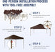 CROWN SHADES Gazebo 10X10 Pop up Canopy with Mosquito Netting, Screen Tent with 4 Ropes, 8 Stakes, 4 Sandbags and Wheeled Storage Bag, Canopy for Patio & Backyard Parties,Camping&Events -(Coffee)